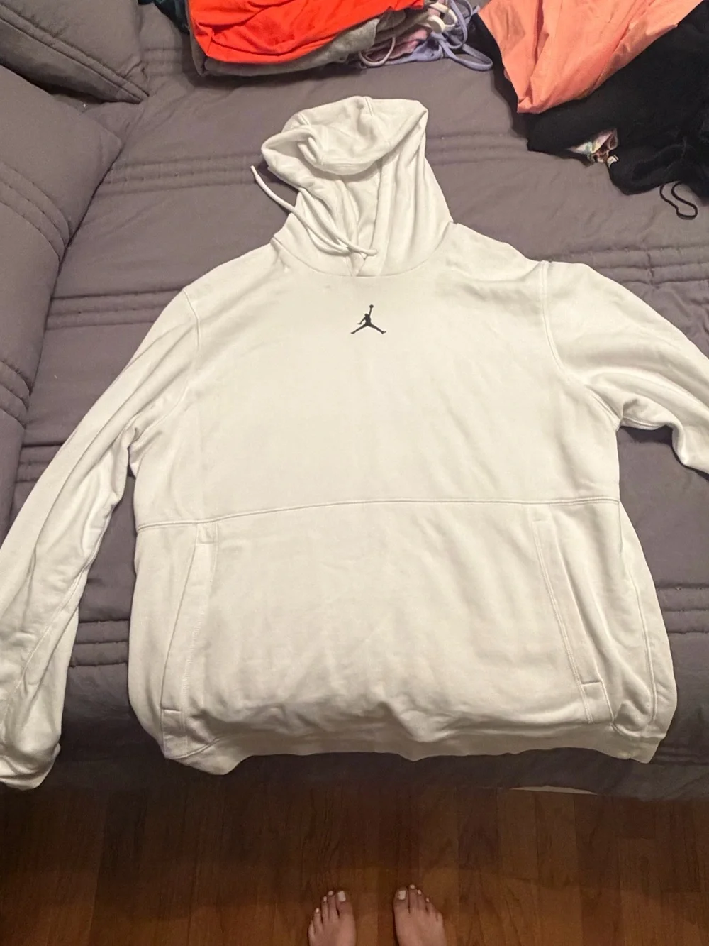Jordan White Pullover Hoodie with Black Jumpman